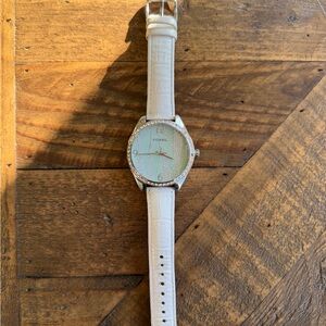 Fossil Cream Women's Watch with Silver Accents